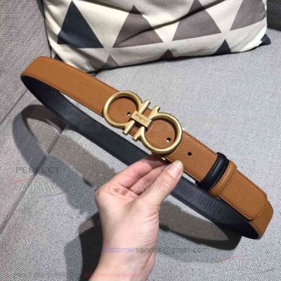 AAA Copy Salvatore Ferragamo Reversible Gancini Belt - Black And Brown Leather